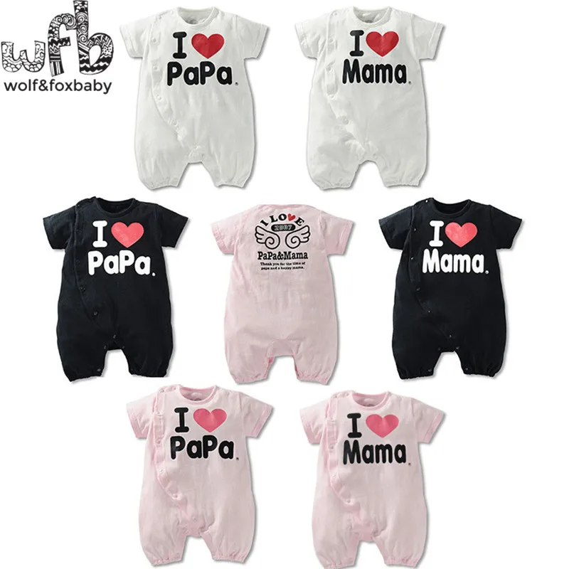 

Retail 1-3years 6 patterns short-Sleeved Baby romper I love PaPa Mama Infant for boys girls jumpsuits Clothing summer