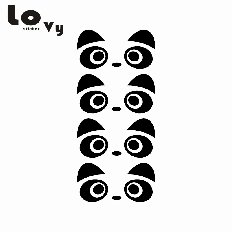 4 Pcs Cute Panda Face Door Handle Car Vinyl Sticker Cartoon Animal