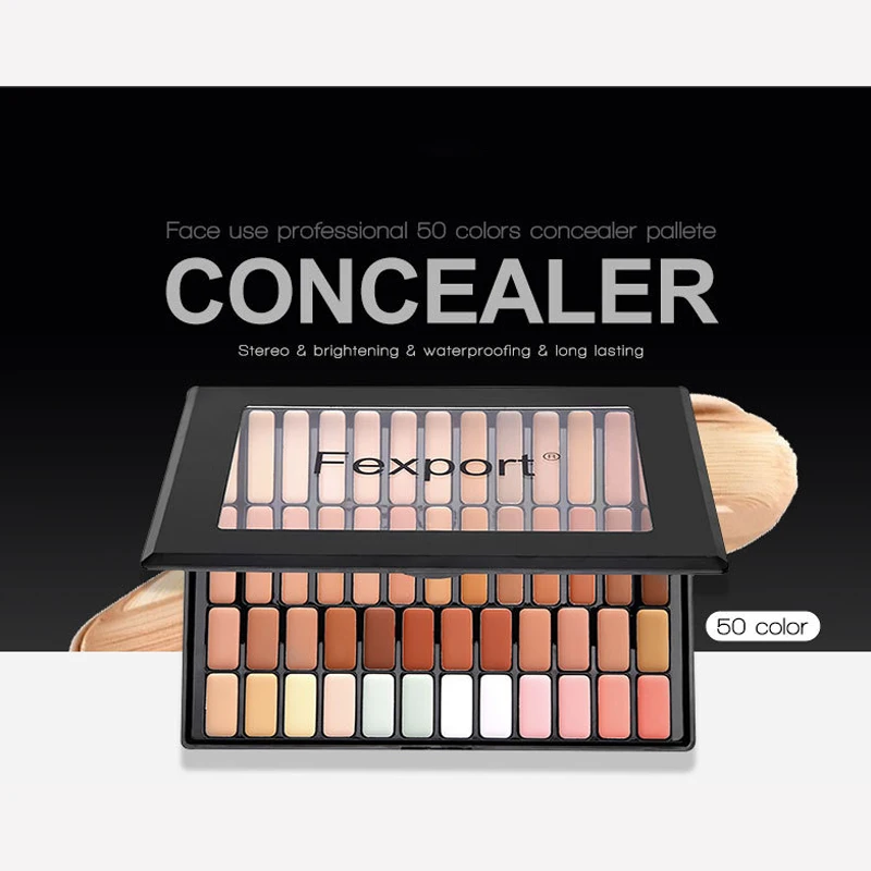 

fexport Face Use Professional 50Colors Ladies Concealer Pallate Fine Paste Easy To Color Nature Brighten Concealer Face Make-up
