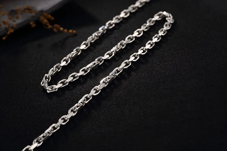 

S925 pure silver 3-4 mm male ms pearl necklace joker contracted clavicle chain sweater chain