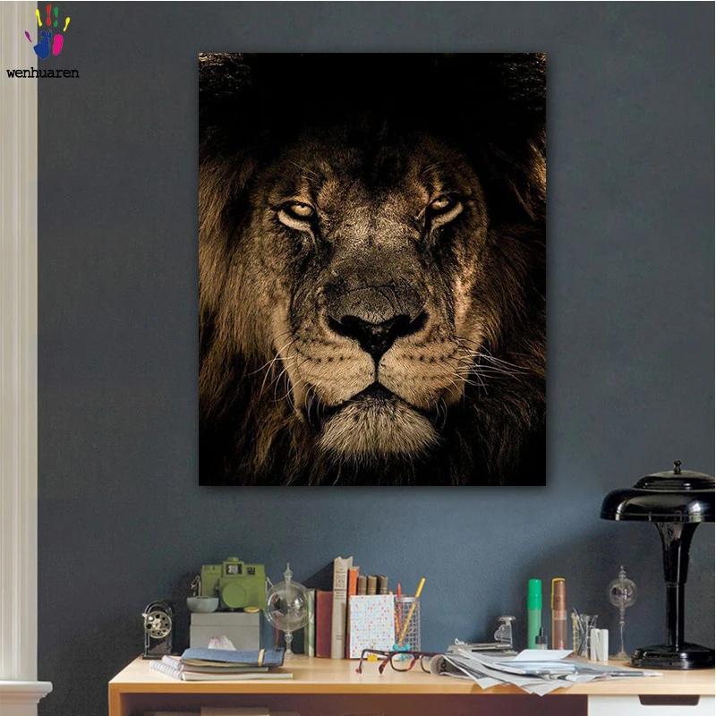 

DIY colorings pictures by numbers with colors The lionpicture drawing painting by numbers framed Home