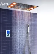 3 jets Thermostatic Mixer Shower Set with 2 LED Lights Modern Luxury Large SUS304 Waterfall Rainfall Bathroom body jet massage 3 jets Thermostatic Mixer Shower Set with 2 LED Lights Modern Luxury Large SUS304 Waterfall Rainfall Bathroom body jet massage