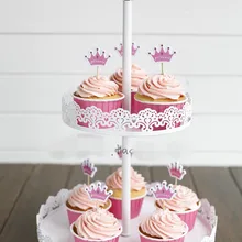 2 яруса Белый Кружево гладить торт стенд кекс держатель Свадебные украшения Дисплей стойки десерт фрукты