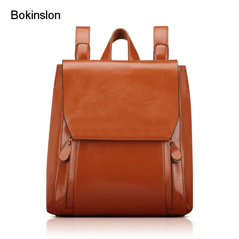 

Bokinslon Girl Backpack Fashion PU Leather Backpack Individuality Women Soft Surface College Wind Backpack For Ladies