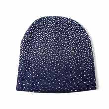 Осенне-зимняя вязаная шапка с кристаллами, теплая шапка для женщин и девочек, Повседневная шапка для активного отдыха TY66