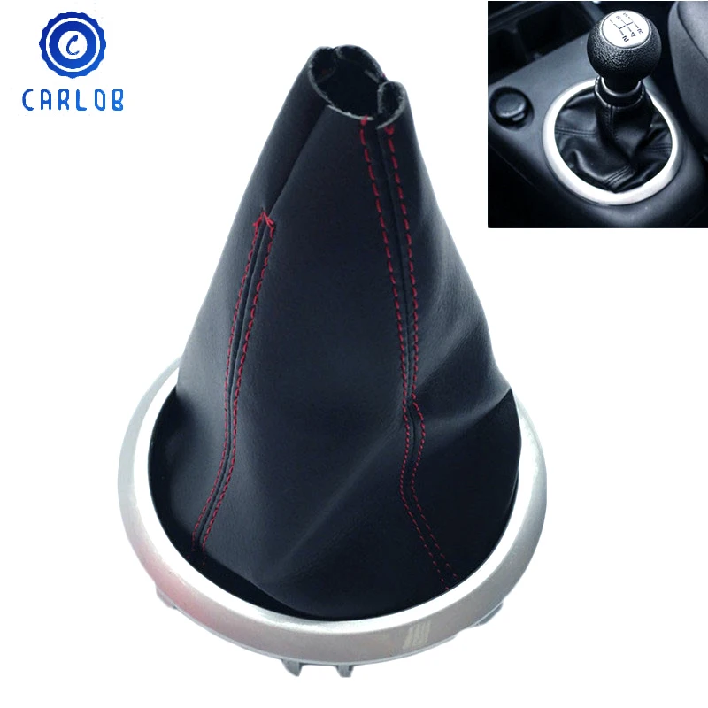 

CARLOB Car Styling Accessories Gear Gear Boot Knob Gaiter Lever Stick Cover Silver Red Stitch For Suzuki Swift 2005-2010 Mk2