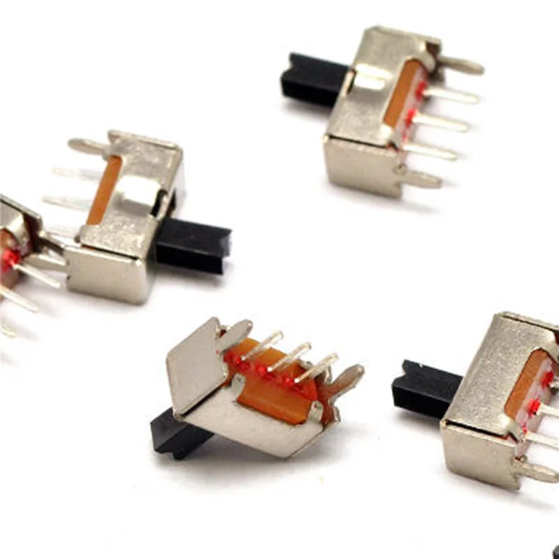 

50pcs New SS12D07 Mini Vertical Slide Switch 1P2T 3 Pin Toggle Switch SMD PCB DPDT Vertical Switch