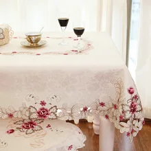 Европа полиэстер сатин жаккард Вышивка Цветочная скатерть сплошной цвет вышитый стол льняная ткань полотенце крышка наложения