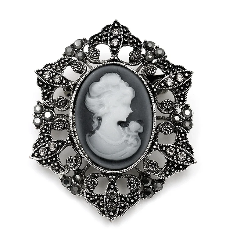 

Women's Retro Style Queen Head Portrait Brooch Pin Vintage Cameo Elegant Brooch For Women Bridal Antique Wedding Bouquet Jewelry