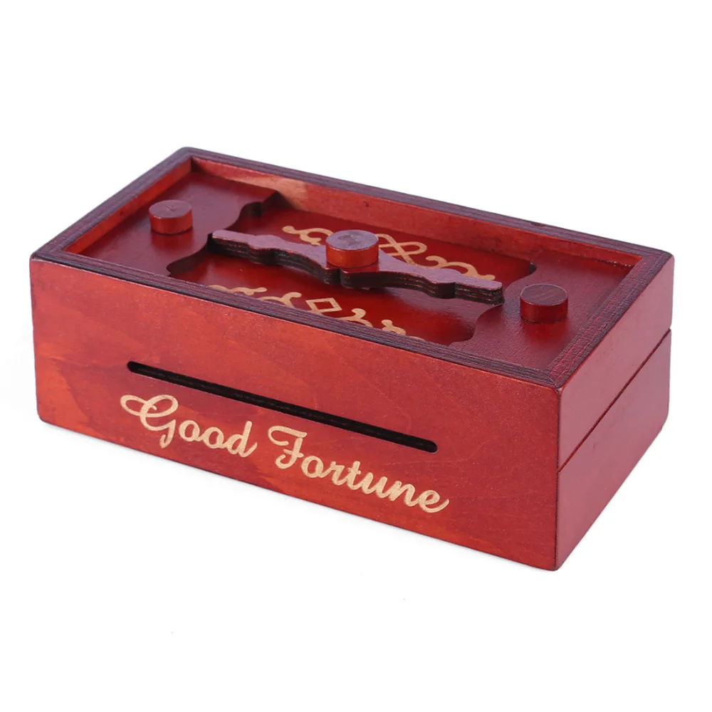 Wooden Puzzle Box Secret Trick Intelligence Compartment Magic Money Gift Box Brain Teaser Logic Educational Toy