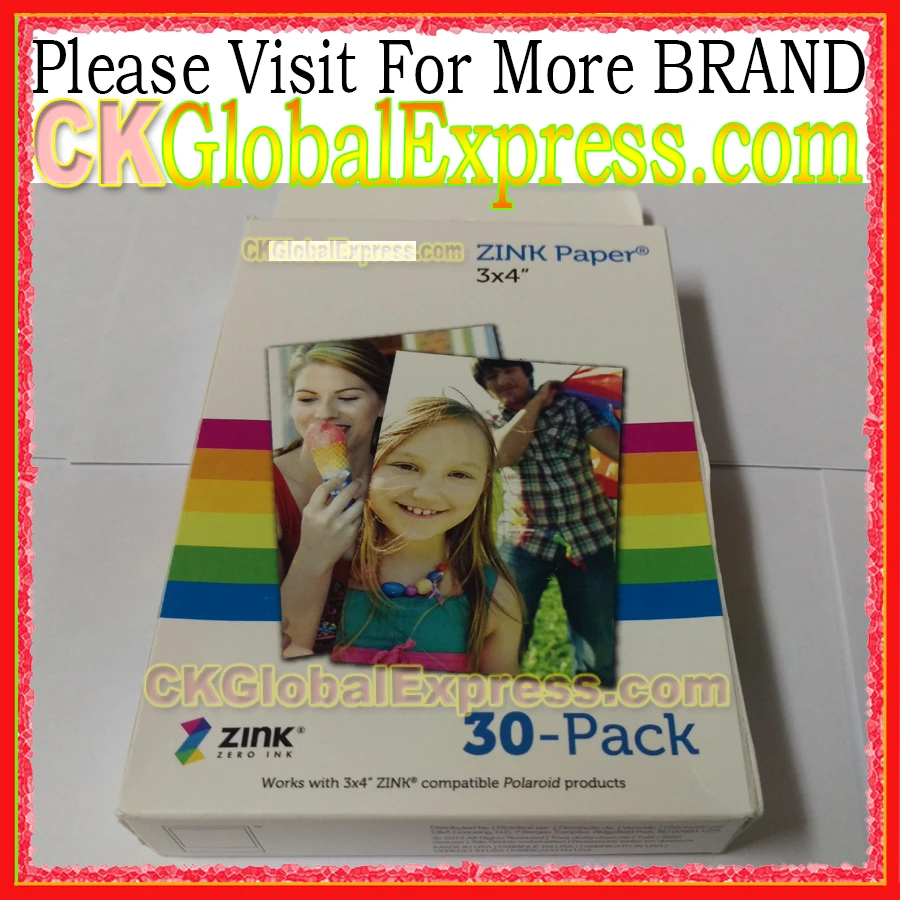 30 lembar 30 Pcs ZINK Zero Ink Kertas Z3X430 3x4 INCH untuk Foto Kamera Instan Polaroid Z340 & Polaroid GL10 Printer