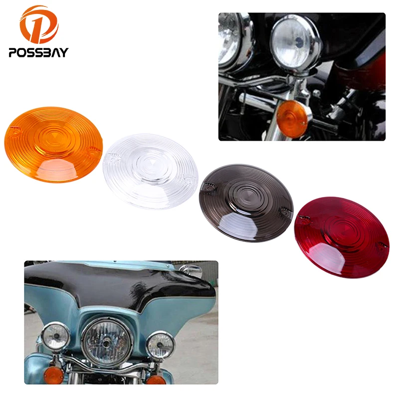 

Possbay Motorcycle Blinker Cover Turn Signal Lights Indicator Lens Covers for Harley Electra Glide 1997-2016 Warning Caps