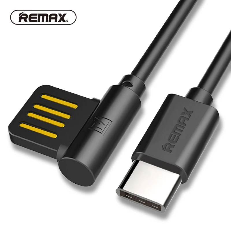 

REMAX USB C type c Data Sync Cable Portable 90 Degree Dual Type-C 2.1A Charger TPE Cables For xiaomi 5/Samsung S8/huawei P9 cord