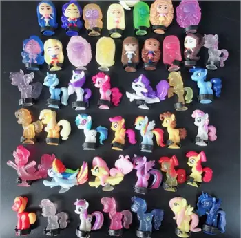 

50pcs/lot Colorful cartoon horse beauty 3cm action figure model with suckers,girls toys, birthday gift,home decor hot sale
