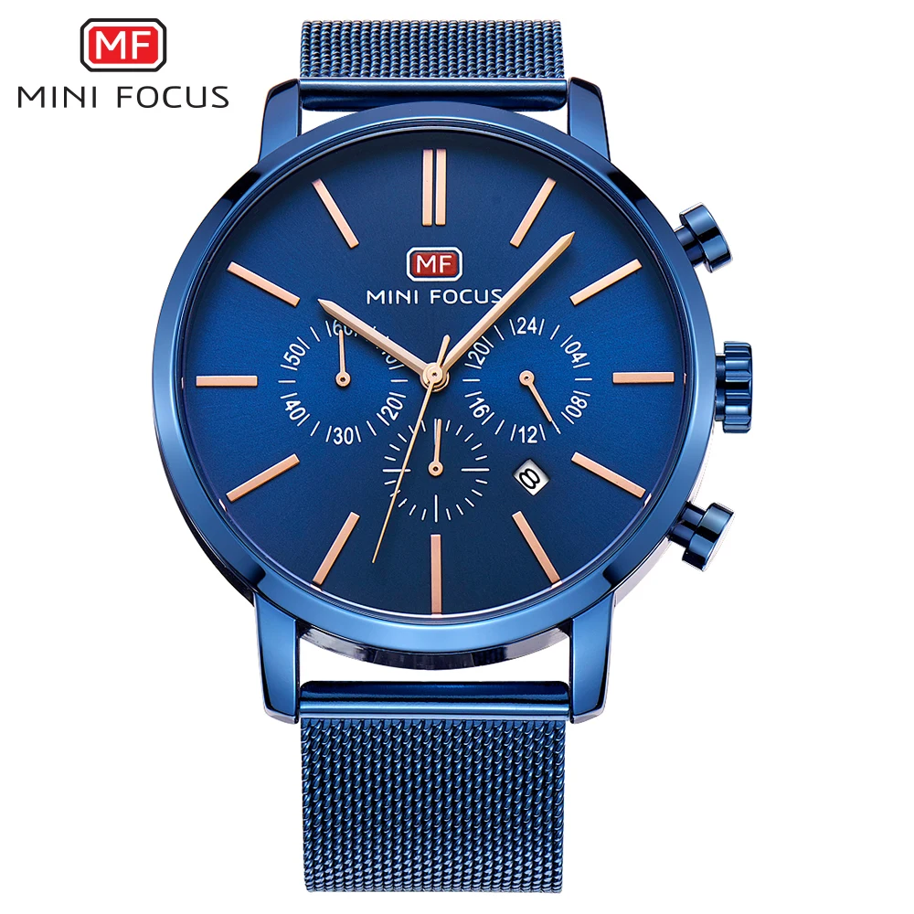 

Top Brand Luxury Chronograph Men Sports Watches Stainless Steel Quartz Watch Men Army Military Wrist Watch Male MINI FOCUS Clock