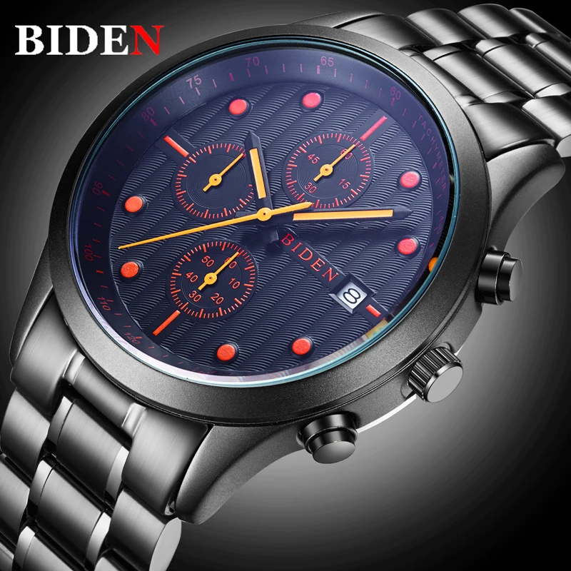 

BIDEN Mens Watch Top Luxury Brand Men Multifunction Chronograph Quartz Watches Man Waterproof Wristwatch Relogio Masculino