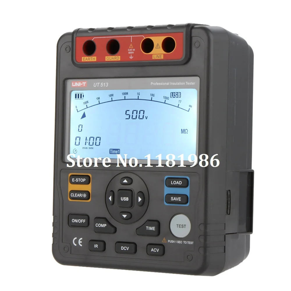 

Auto Range Digital Insulation Resistance Testers Meter Megohmmeter Megger Voltmeter 5000V 1000Gohm USB Interface UNI-T UT513