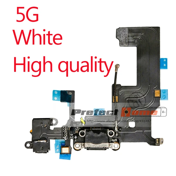 5G High White 10 шт./лот для iPhone 5 5C 5S usb зарядный порт Зарядное устройство Док-станция разъем гибкий кабель наушники, аудио разъем гибкое заменяемое часть - Цвет: 5G High White