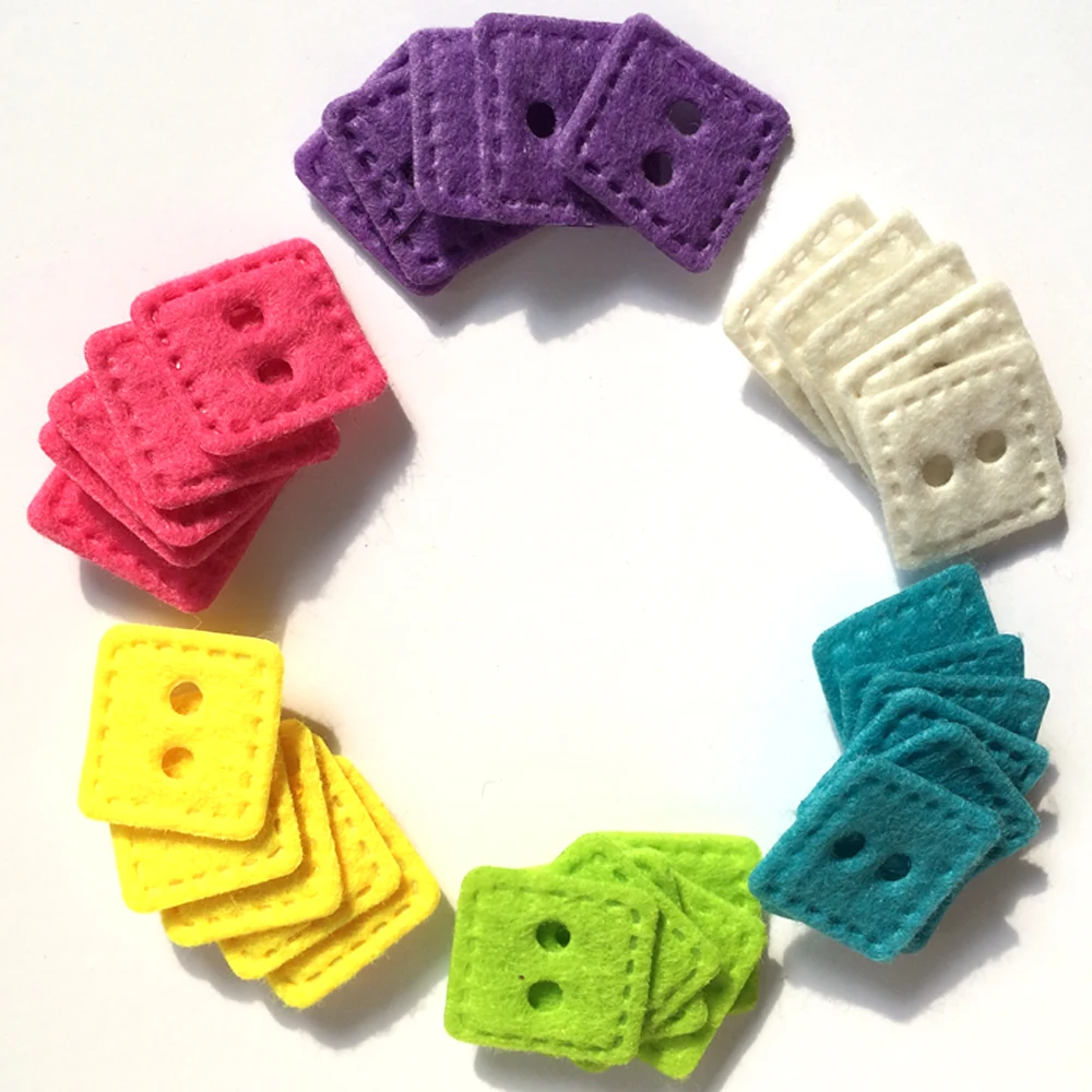 

120pcs 1" assorted 6 colors Square shape Felt Buttons-Scrapbooking embellishments