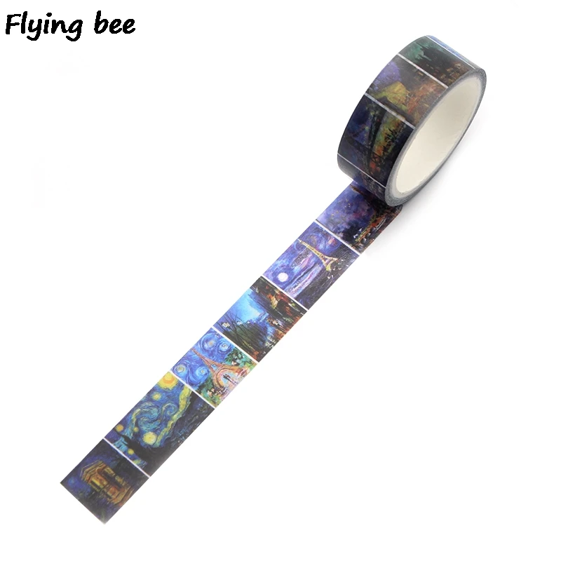 Flyingbee 15mmX5m Бумага васи лента Ван Гог живопись клейкая DIY Скрапбукинг стикер
