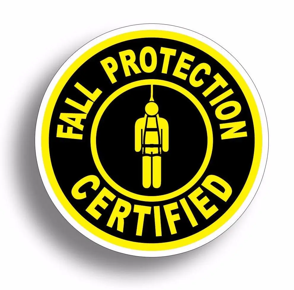 

Fall Protection Certified Yellow Safety Sticker Hard Hat Helmet Decal Protect 3"