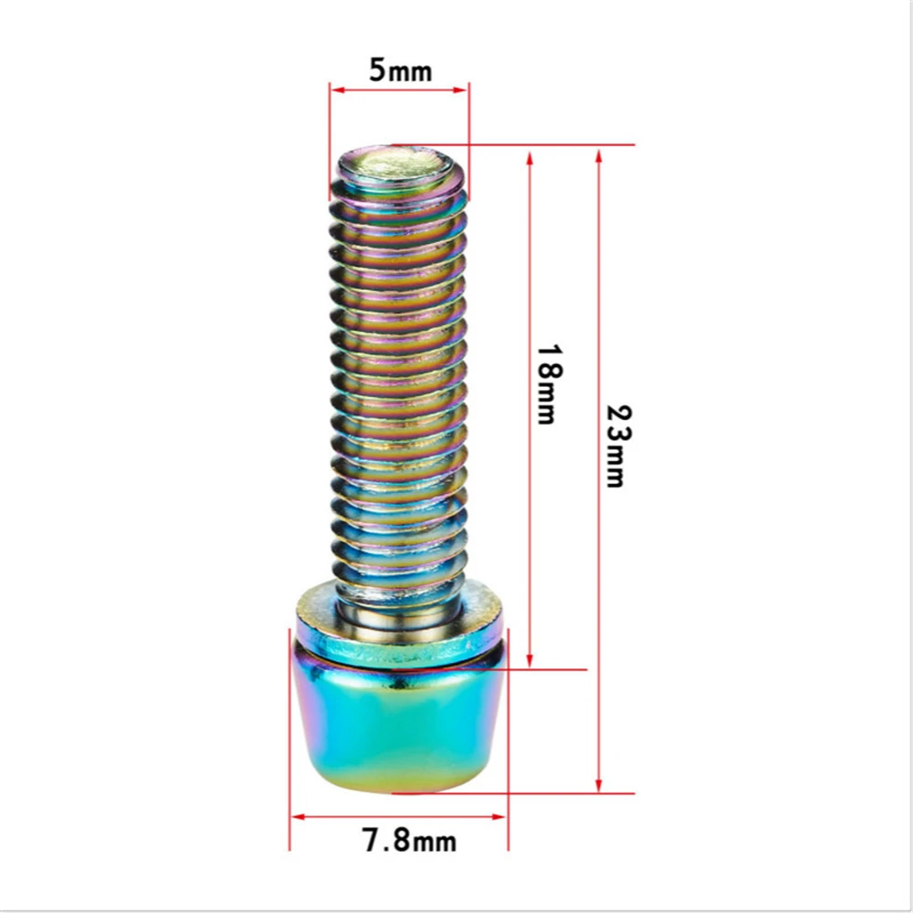 Rainbow Titanium Plated Screw With Washer Bicycle Handlebar Bike Stem Headset Bolts Colorful Gold Screws M5/M6*18mm 6pcs