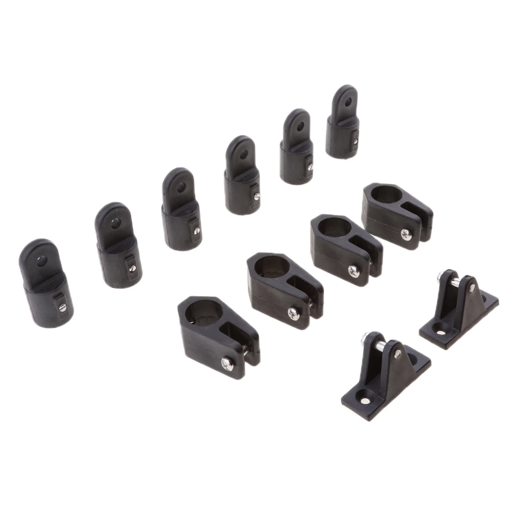 12 Pieces Boat Nylon Fittings Hardware Set 7/8 inch Black Fits 3 Bow Bimini Top Strong Lightweight Durable