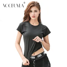 Voobuyla фитнес дышащая женская спортивная одежда Сетчатая футболка спортивный костюм топ быстросохнущая рубашка Для Бега Спортзала одежда спортивная рубашка