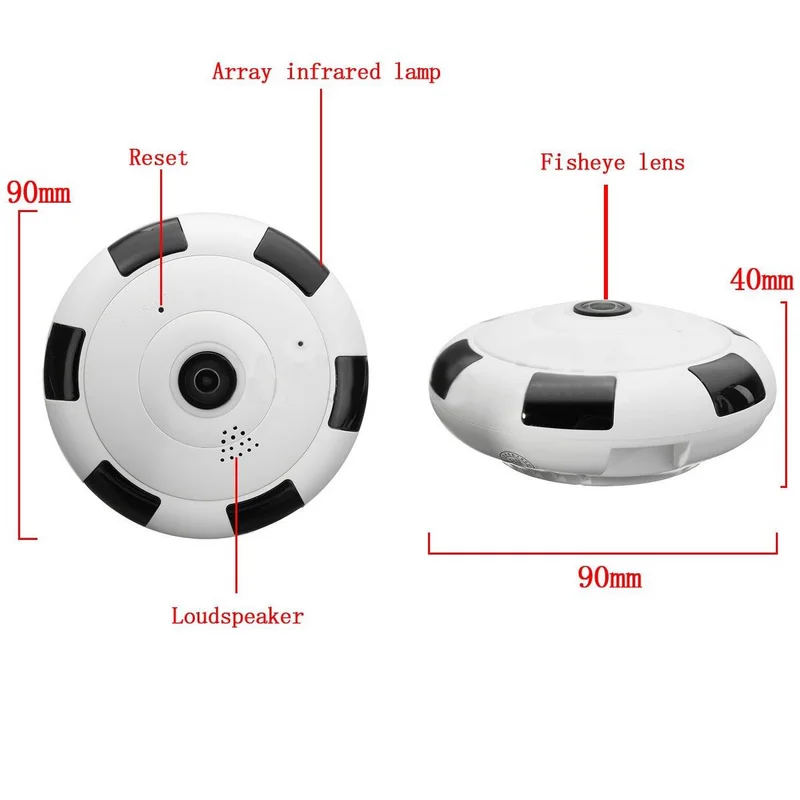 1080P HD Mini 360 Degree Panoramic Wifi Wireless IP Camera Fisheye Night Vision