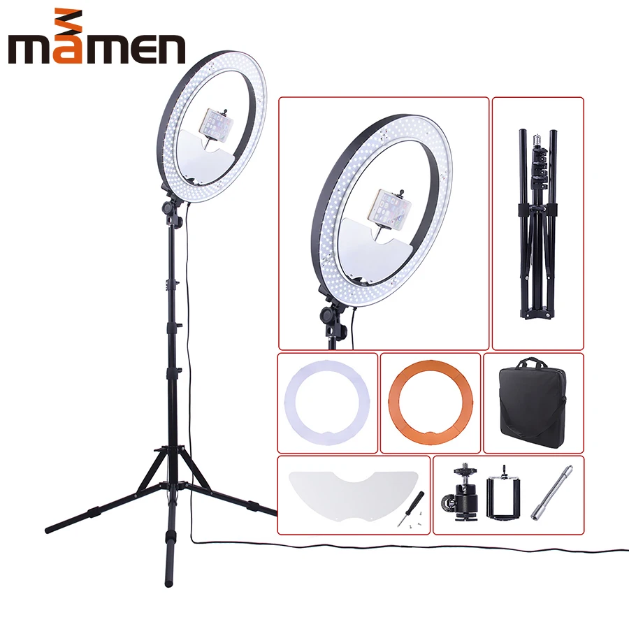 

LED Ring Light Photo Studio Camera Light Round Lamp Photography Dimmable Video light for Makeup Selfie with Tripod Phone Holder