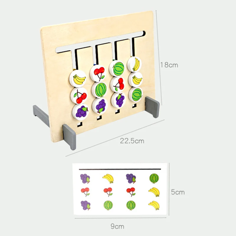 Детская логическая игра Монтессори, цветные фруктовые когнитивные игрушки, двухстороннее двойное использование, деревянный пазл ранний Когнитивное обучение, детские игрушки