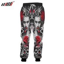 UJWI, Новое поступление, мужские Модные шаровары для бега с 3d принтом, спортивные штаны с розовым черепом, спортивные штаны Homme Slim Fit, длинные штаны
