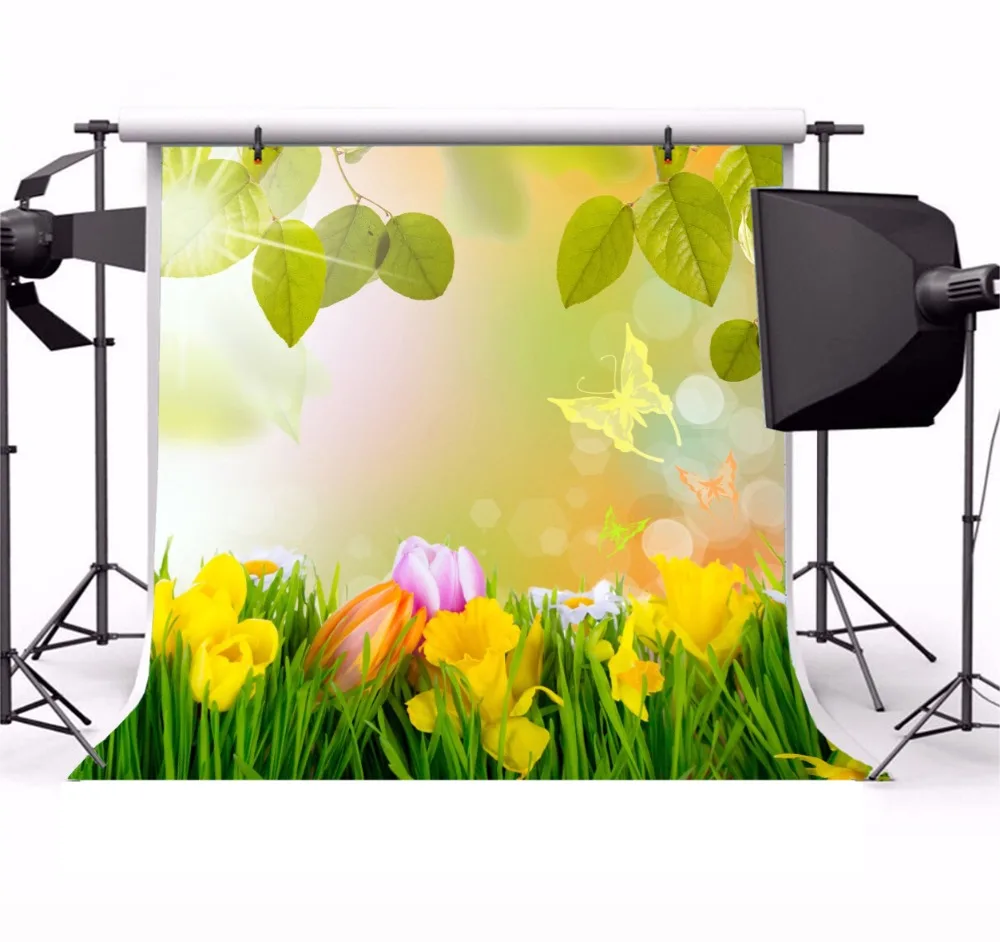 Laeacco Blooming Flowers Green Leaves Light Bokeh Baby Photography Background Customized Photographic Backdrops For Photo Studio