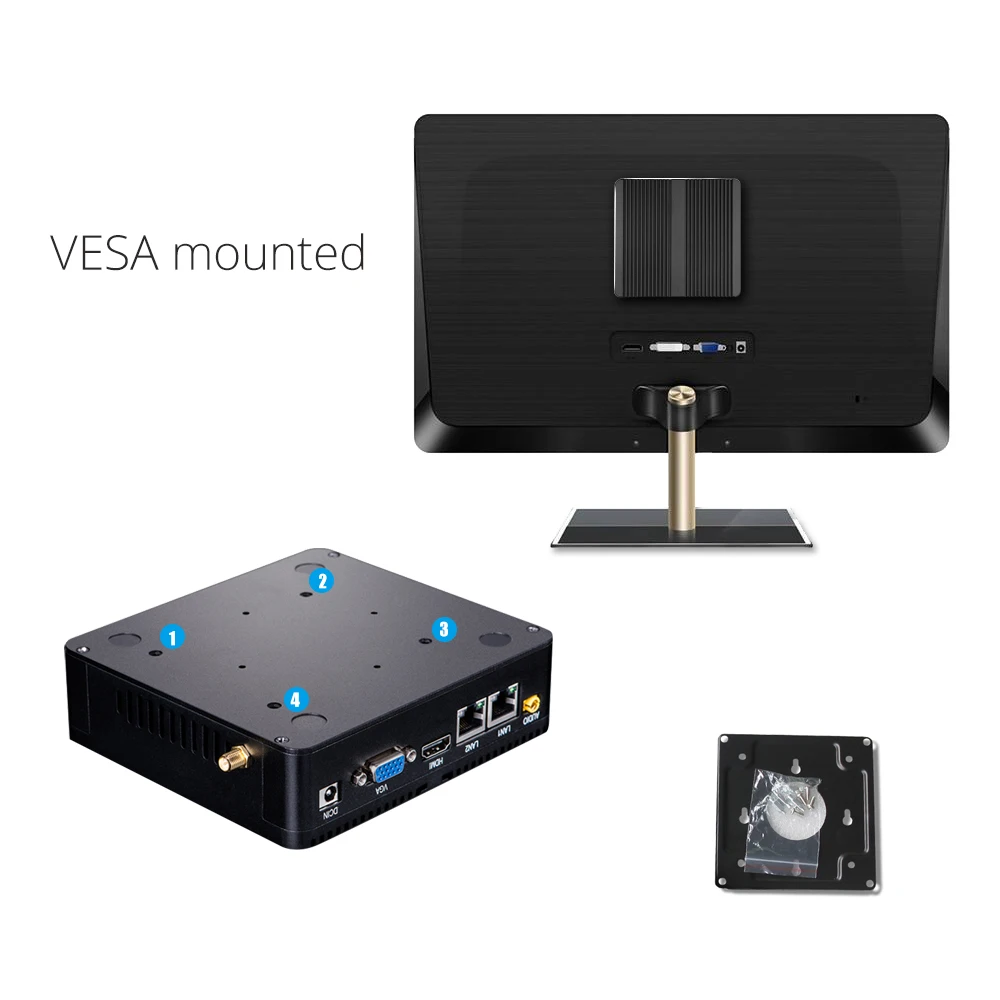 Fanless Mini Intel Celeron N4100 Duplo Gigabit Ethernet 2x Rs232 Hdmi Vga 4xusb Wifi Windows 10 Linux Computador Industrial Xcy pc - Imagem 6