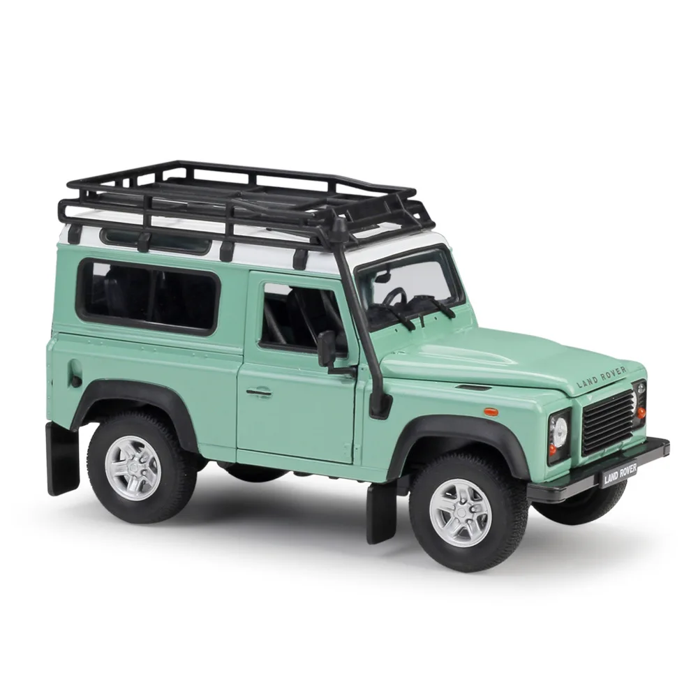 1:24 Welly Land Rover Defender белый/армейский зеленый/серебристый/белый/зеленый трубчатый багажник на крышу литая модель автомобиля - Цвет: green with roof