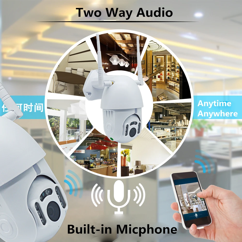 Waterproof High Definition 2MP Wireless Wifi Speed CCTV Camera Two Way Audio Motion Detection 19201080P Pan Tilt 3.6mm Cameras 5