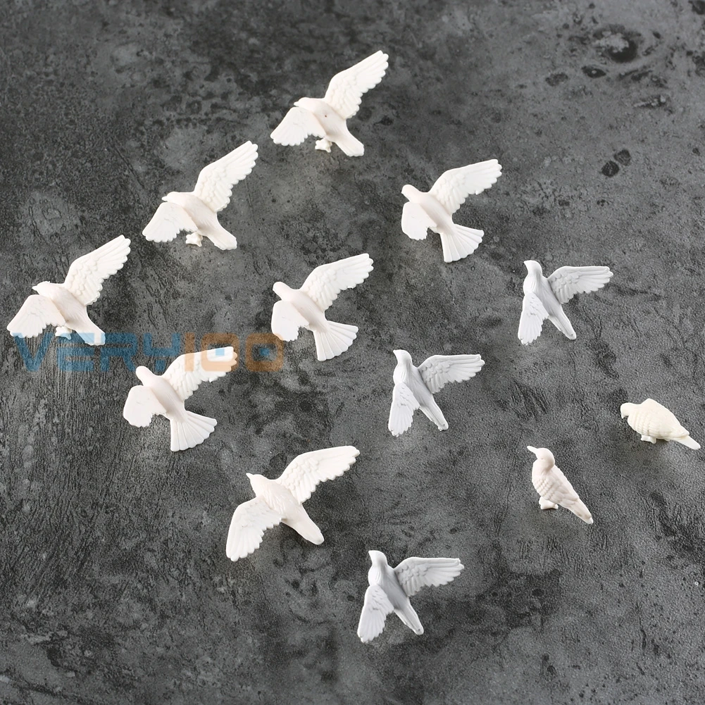 20Pcs Plastic Birds Small Figure Toy Pigeon Dove Bird Of Peace Scenery Layout