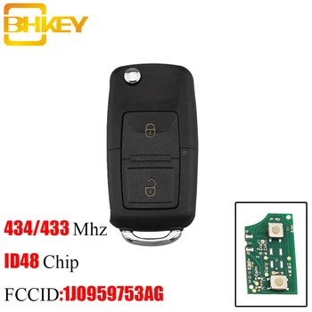 

BHKEY 2/3/4 Button Remote Key Fob 434MHz ID48 Chip For Volkswagen Beetle Bora Golf Passat Polo Transporter T5 1J0 959 753 AG
