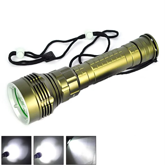 

1pc SkyRay Waterproof 8000 Lumens 5x XM-L L2 LED Diving Flashlight UnderWater 100M Depth LED Lamp Dive Lights Torch+track