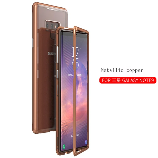 CHYI 360 Magnetic Metal Case for Samsung Galaxy S10 5G S9 S8 Plus Note 10 9 8 Tempered Glass Back Cover for Samsung A50 A20 - Цвет: Metallic copper