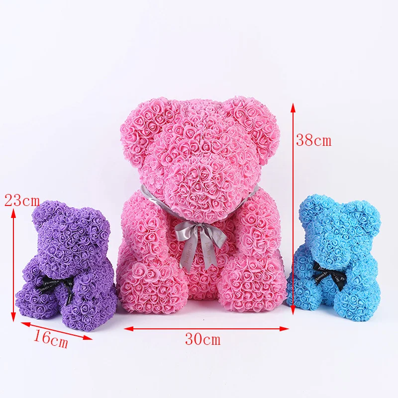 Buy Bear Shape Artificial Rose Flowers For Wedding Party Valentine's Day Gift