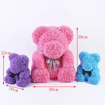 

Bear Shape Artificial Rose Flowers For Wedding Party Valentine's Day Gift Lovers Gift Rose Bear PE Flower For Home Decoration