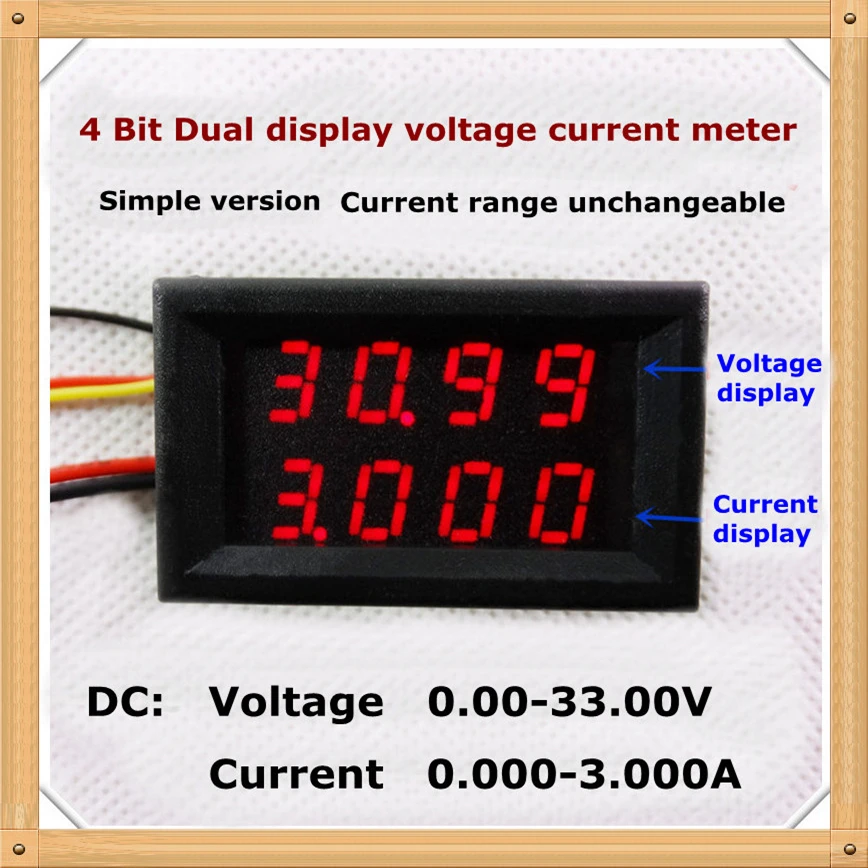 RD простая версия 4 бит постоянного тока 0-33 в/3 А двойной светодиодный дисплей 0,28 Цифровой амперметр вольтметр напряжение измеритель тока [4 шт./лот]