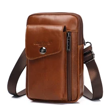 Повседневное сумка из настоящей кожи, сумка через плечо, Для мужчин пояс сумка, чехол для телефона Винтаж курьерские Сумки, кошелек мужской поясная сумка на пояс