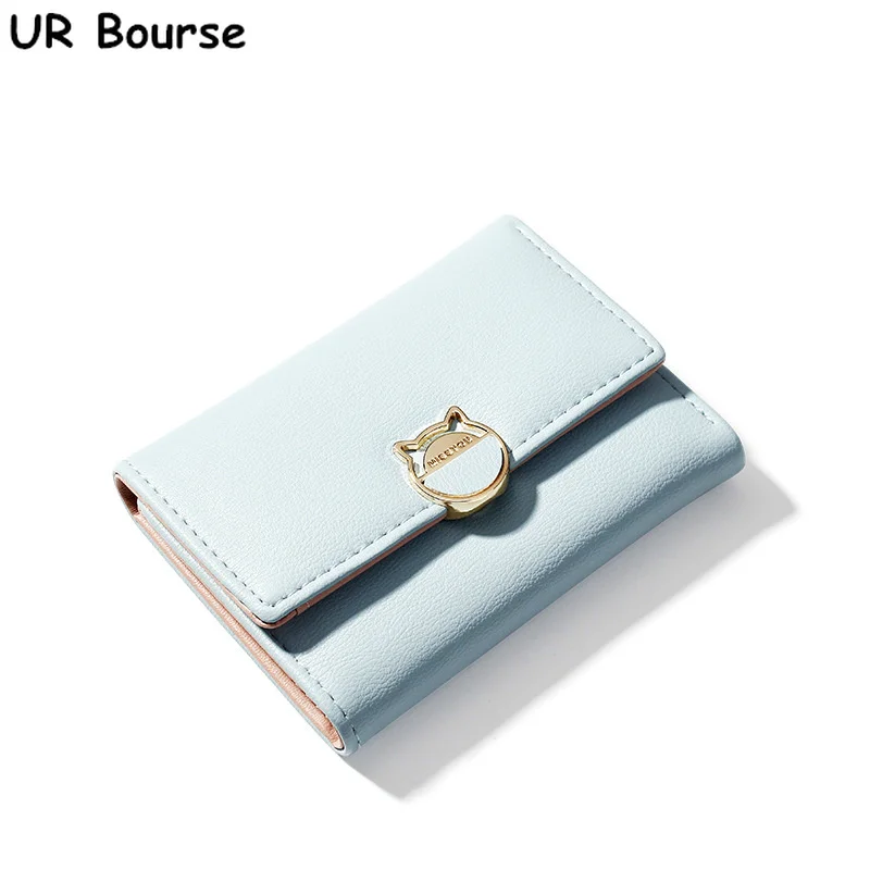 

UR BOURSE Fashion Female Cute Multi-card Buckle Women's Leather Short Wallet Coin Purse Ladies Card Holder Large-capacity Wallet
