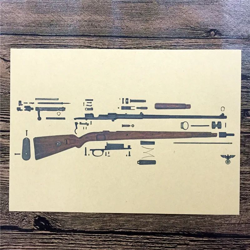 

New arrival RZG-135 back to the future kraft paper "German rifle" wall art poster pictures home decor for bathroom 42x3 cm