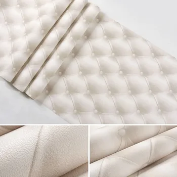 

European Style 3D Imitation Leather Soft Package Roll Waterproof Livingroom Wall Decoration Wallpaper