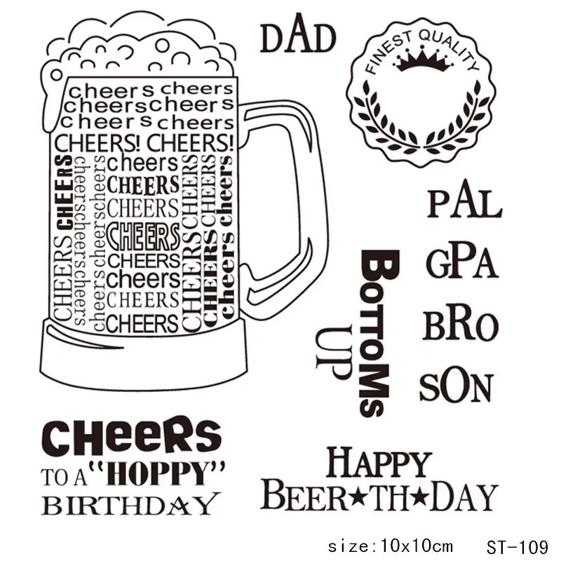 

Zhuoang Happy beer day Transparent Clear Stamps / Silicone Seals for DIY scrapbooking photo album/Card Making