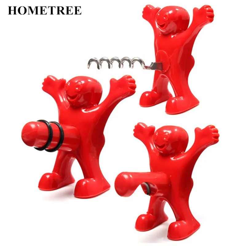 

HOMETREE 1Pc Creative Wine Bottle Opener Bottle Plug Beer Corkscrew Red Wine Opener Bar Tool Happy Little Red Man Corkscrew H347