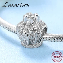 Модный 925 пробы Серебряный сверкающий кристалл CZ Королева Корона Бусины талисманы подходят к оригиналу Pandora Шарм браслет Изготовление ювелирных изделий